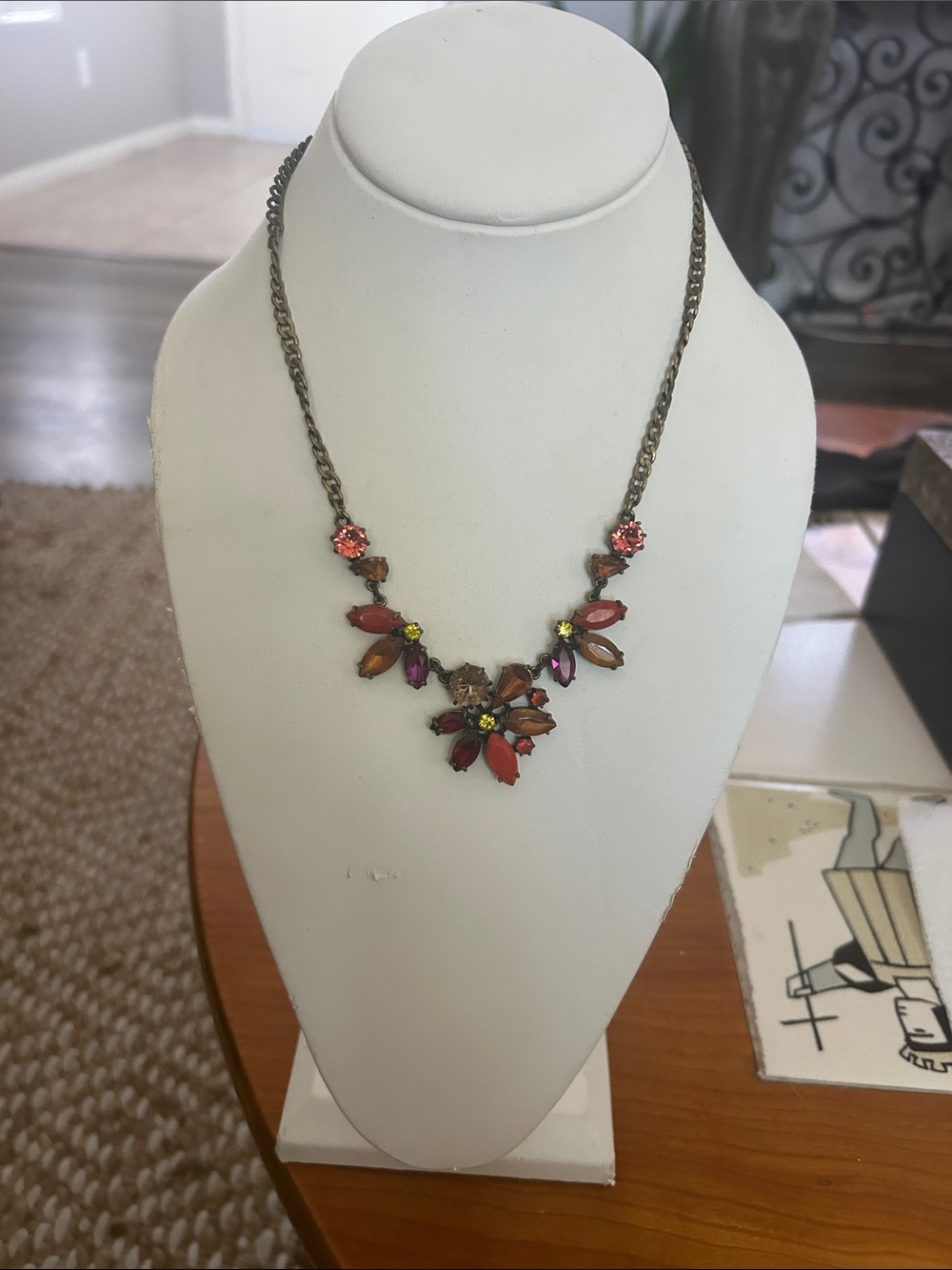 Chloe + Isabel Multicolor Crystal Floral Bib Necklace - Orange, Purple, Yellow